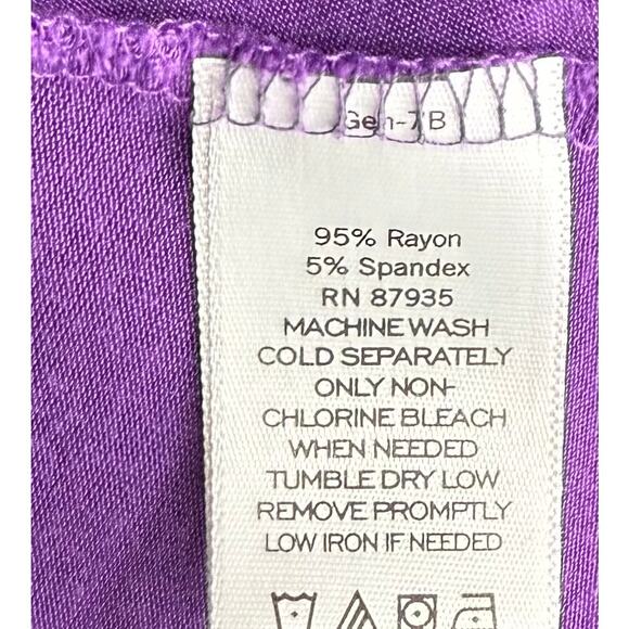 LOGO Lori Goldstein Purple Tunic Top Plus Size 1X Purple Sharkbite Hem Pockets - Picture 6 of 6